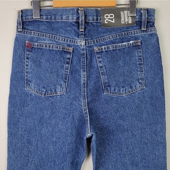 bdg Straight and Narrow High Rise Jeans Button Fly Frayed Hem 28 NEW - Picture 6 of 13